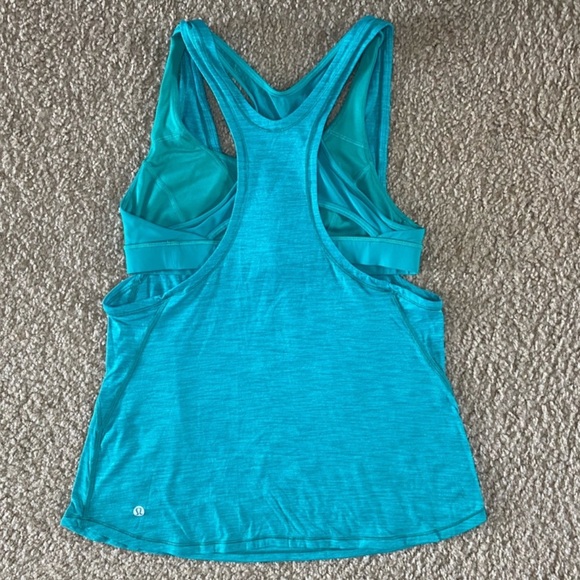 Lululemon Glide And Stride Tank Heathered Viridian Green Size 8 - Picture 5 of 7